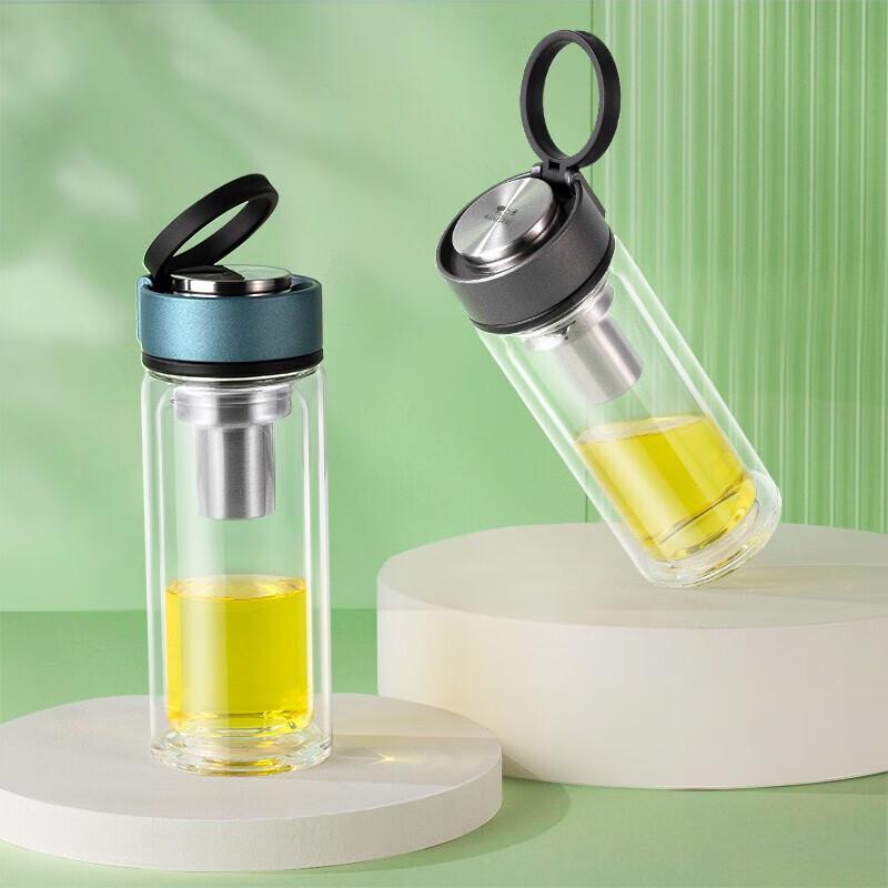 WANXIANG Double-Layer Glass Sport and Tea Infuser Bottle