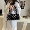 Korean Style Polka Dot Purse Mini Barrel Crossbody Bag for Women Top Handle Handbag for Daily Outings