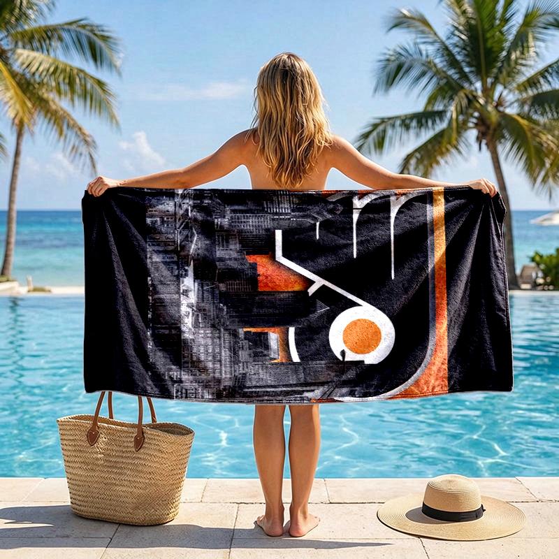 Flyers Cityscape Beach Towel Microfiber Beach Towel, Lightweight and Quick-Dry, for Summer Travel, Swimming Pool Fan Birthday Gift