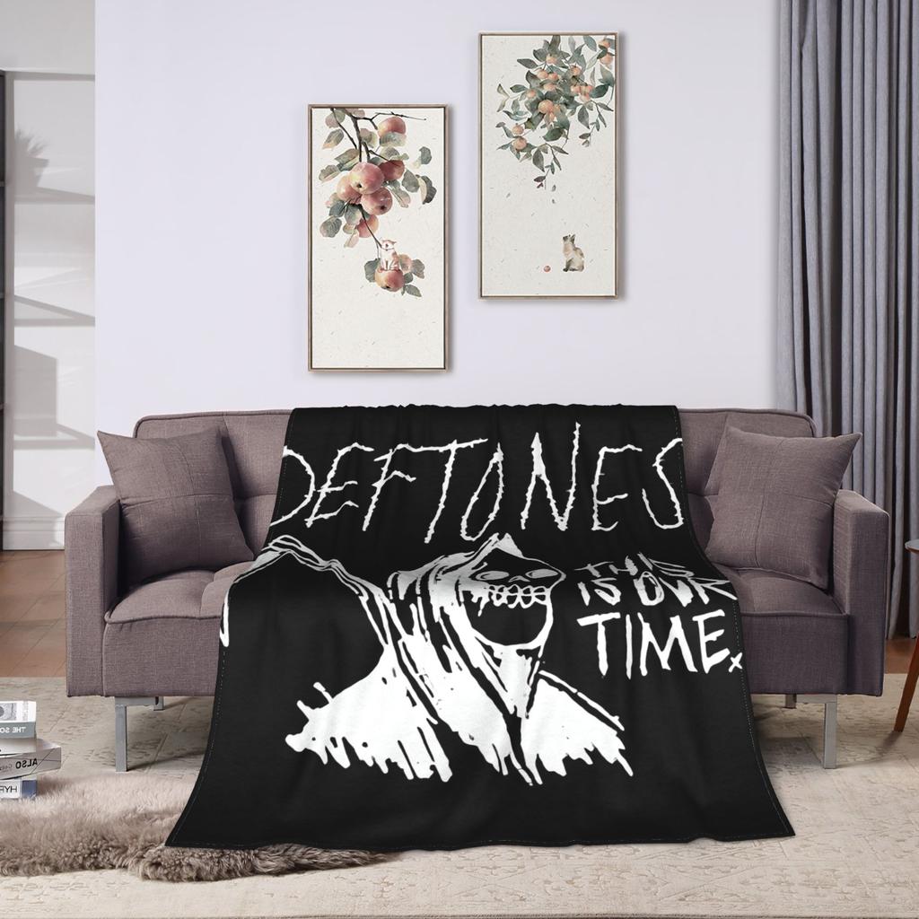 D-Deftoness Nu Metal Throw Blanket Warm Soft Flannel For Girls Boys Airplane Travel Couch Bed Comfortable Sofa Cover