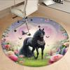 Horse With Floral Pattern Fashion Rug Nonslip Carpet Floor Mat Office Chair Mat Design For Office Decor Home Living Room Bedroom Giftt40