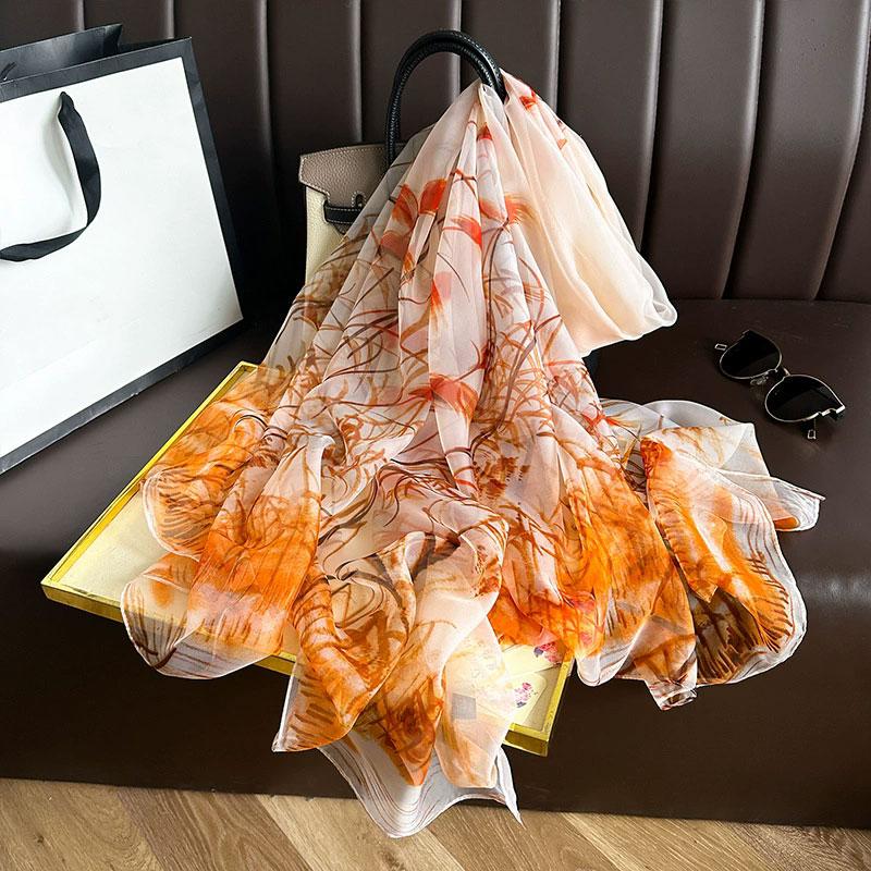 New Beach Stoles Sunscreen Wraps Shawls Silk Scarf Spring Foulard Female Hijab Scarves Wraps for Women Hijab Headband Bandana