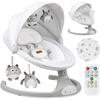 MoMi KENANI – Balancelle Bébé Électrique – Bluetooth – Télécommande – Moustiquaire – 5 Vitesses – Gris Clair