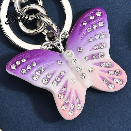 Lightweight Key Holder Keychain Pendant Rhinestones Inlaid Gradient Butterfly Shape