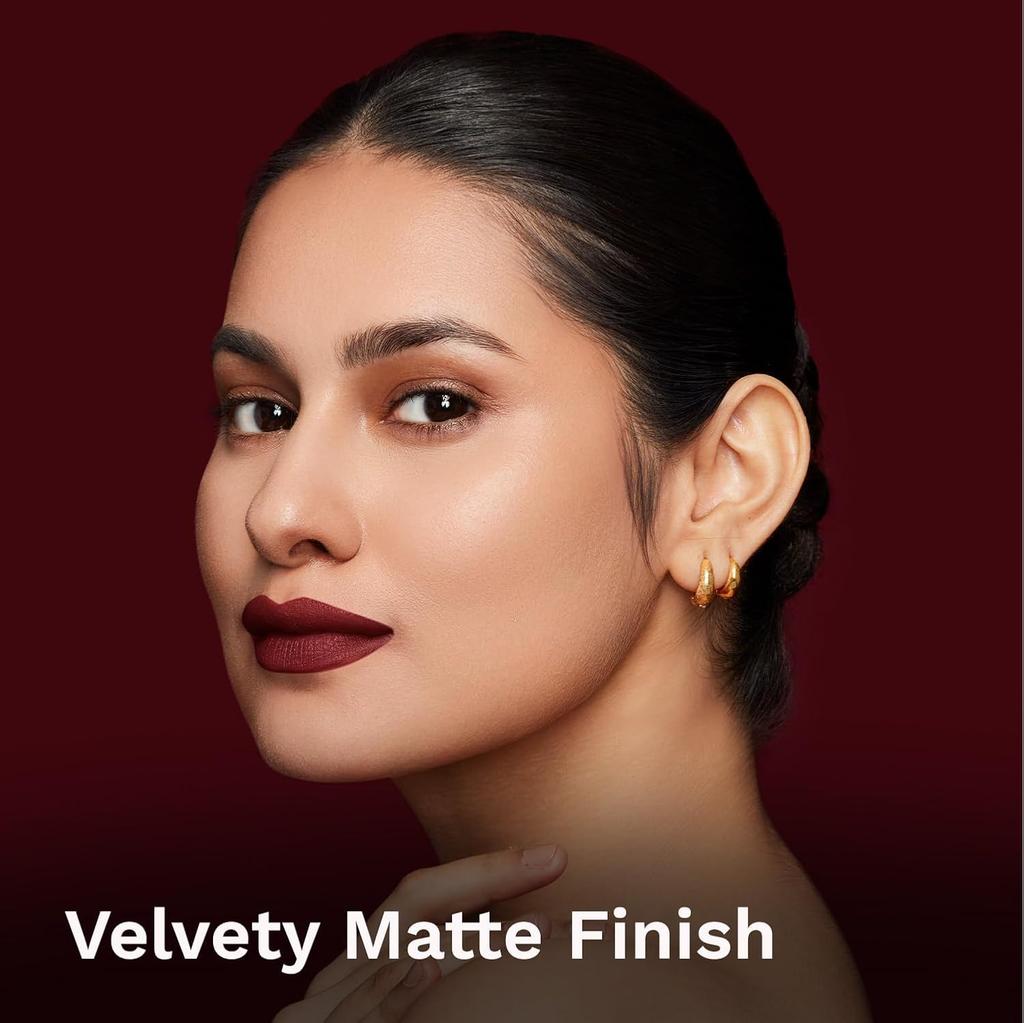 Pilgrim Matte Me Up Bullet Lipstick 4.2g SPF 30 Creamy Lightweight Bold Long-Wear Burgundy Blaze -24