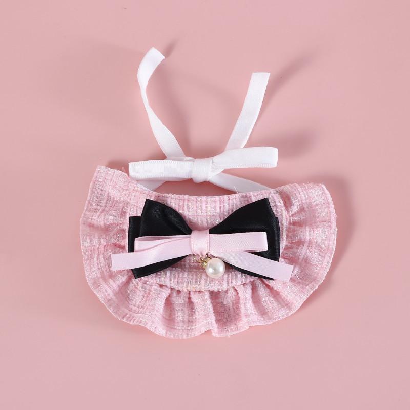 Pet Bowknot Bib Beret Set Cats Dogs - Cotton Woven Plaid Four Use