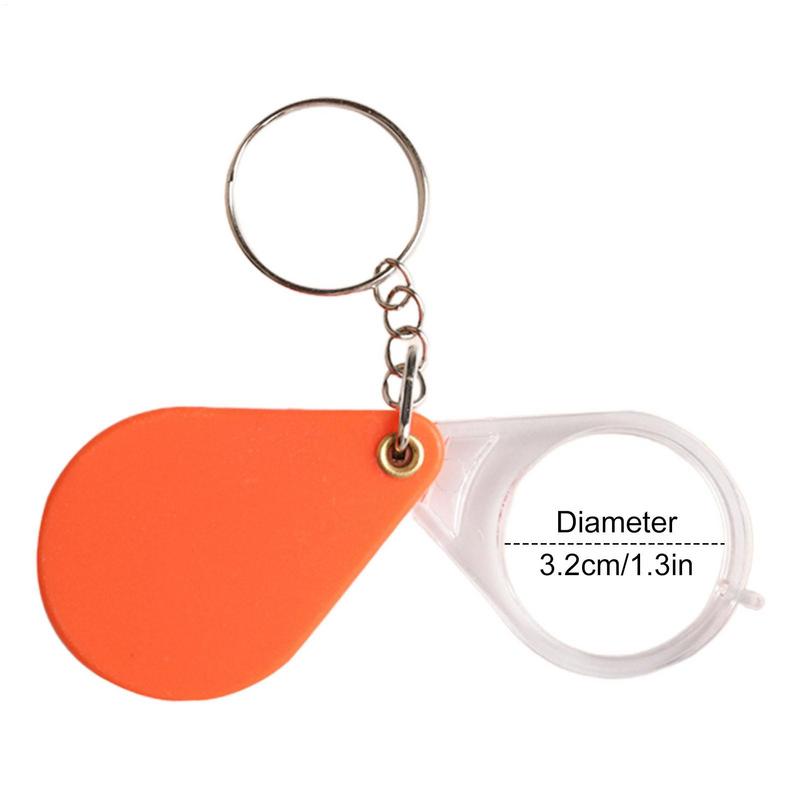 1Pc Pocket Magnifier Keychain 10X Magnification Foldable Portable Mini Magnifier Glass with Key Ring for Outdoor Reading