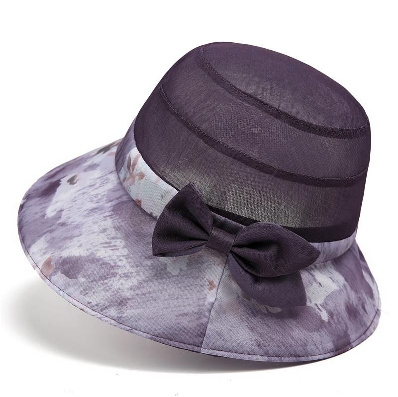 

Hat lady spring and summer light and breathable sunscreen bucket hat elegant bow sunshade basin hat M（56-58cm）