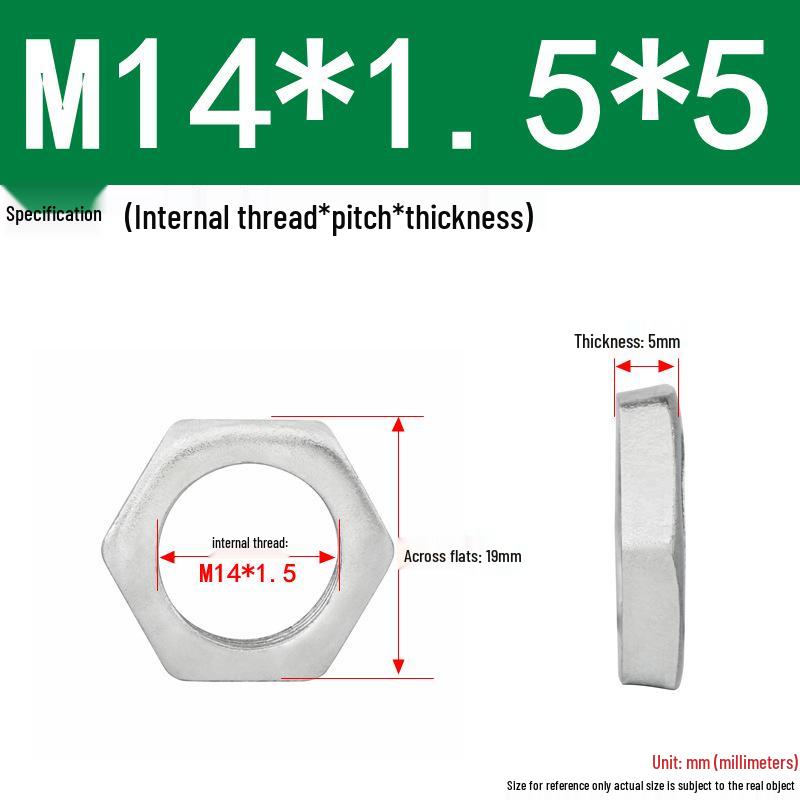 GB808 White Zinc Hex Thin Nut, Fine Thread, Lamp-Type, M6-M30