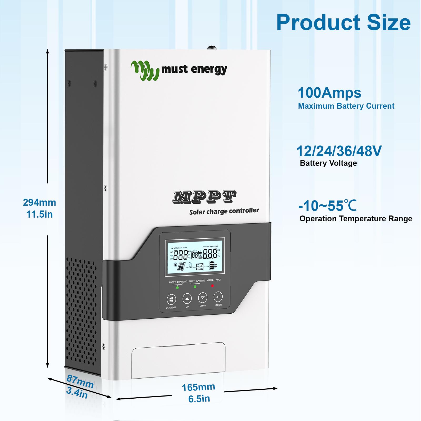 

MUSTENERGY MPPT 80A 100A MP1900E Параллельный 12 В 24 В 36 В 48 В PV 145 В Контроллер заряда солнечной батареи для домашнего использования Солнечный регулятор