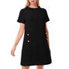 Oneck Elegant Dress Short Womens Sleeve Button Bodycon Dress