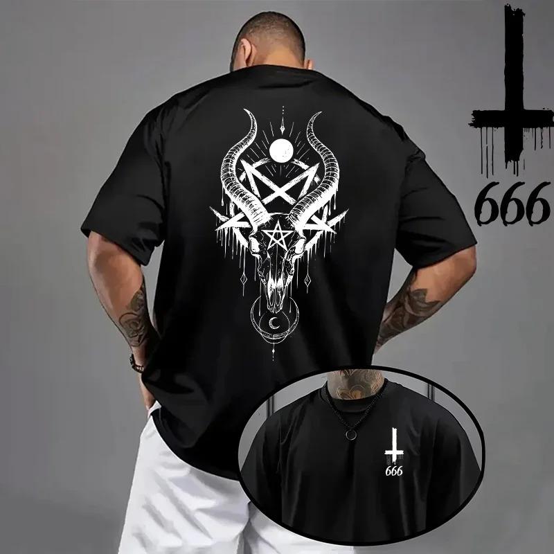 Hot 2026 Unisexs Tshirt Spring Summer Daily Casual Fashion Short Sleeve 8 Styles Satan Inverted Cross Prints Patterns Oversize