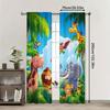 Set Of 2 Elephants Giraffes Lions Tigers Children Room Decorations Print Curtains Pole Bag Home Decoration Curtain Polyester