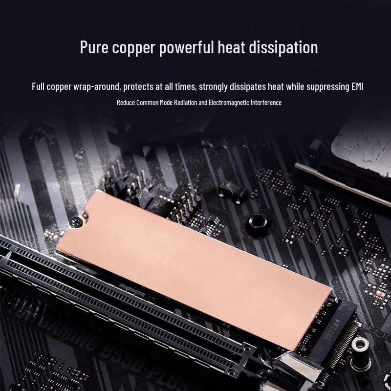 M2 SSD Heat Sink Vest - Pure Copper 2280 Radiator for NVMe (Purple Copper)