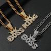 Exaggerated Rhinestone Patchwork English Letter Necklace - Trendy Hip Hop Cuban Chain for Men