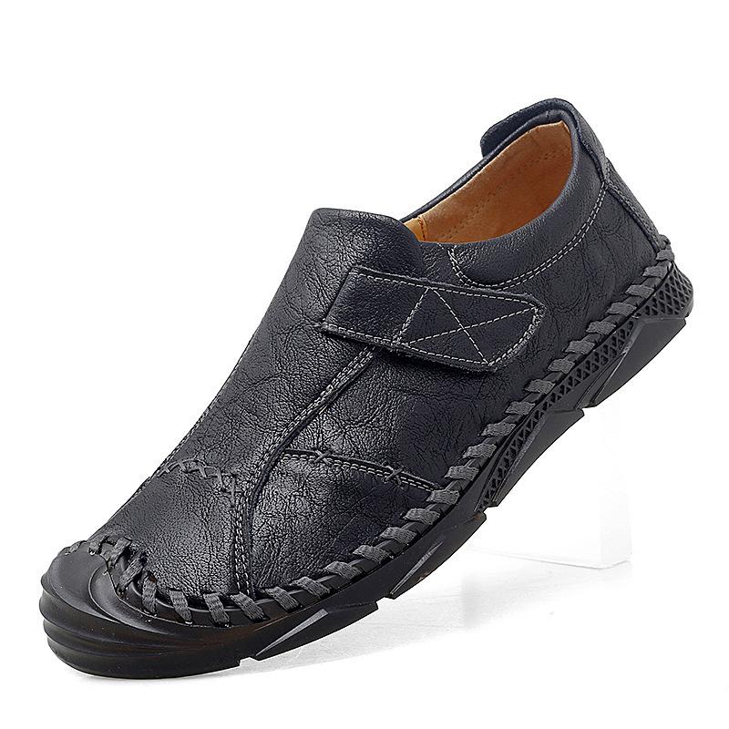Men s Genuine Leather Slip-On Casual Driving Shoes - Spring/Autumn Breathable Soft Sole 39 чёрный
