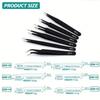 Anti Static Stainless SteelTweezers Repair Tools for Electronics Repair Soldering Craft Black 6pcs Precision Long Tweezers Set