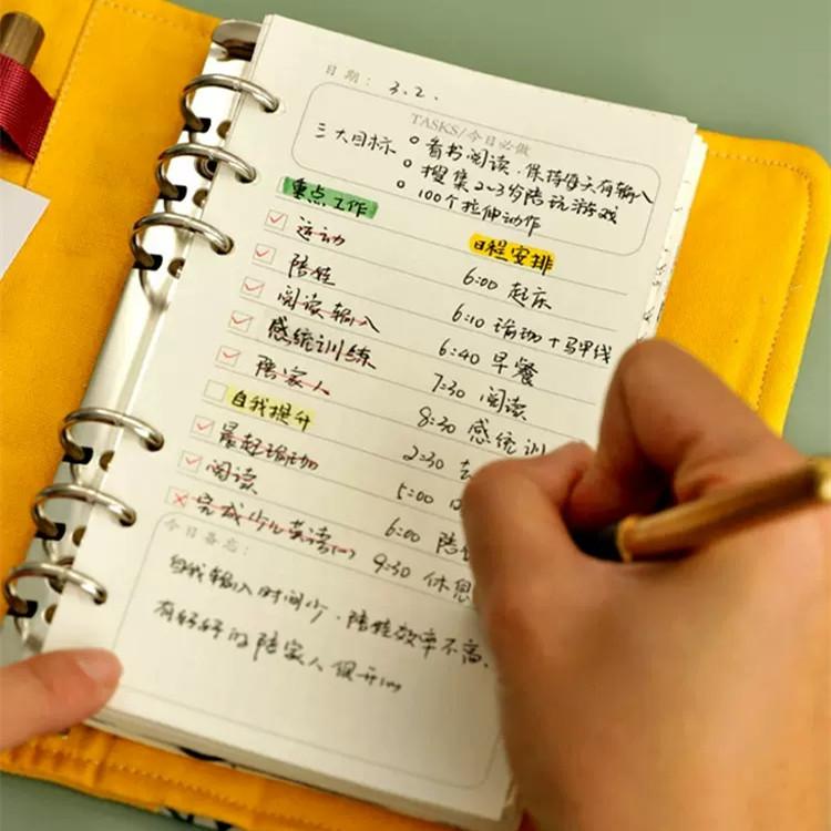 A6 Soft Cotton Cover Daily Weekly Planner Notebook Cute Loose-leaf Binder 6 Hole Notebook Journal Diary Agenda School Stationery