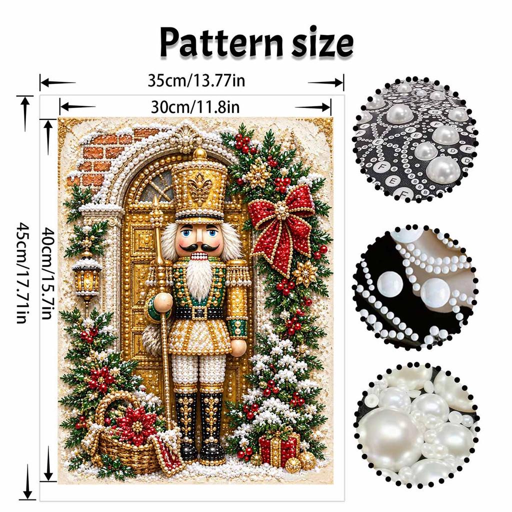 DIY Pearl and Diamond Painting Kit. Christmas Nutcracker Soldier theme. suitable for beginners. festive home wall decoration. handmade gift.