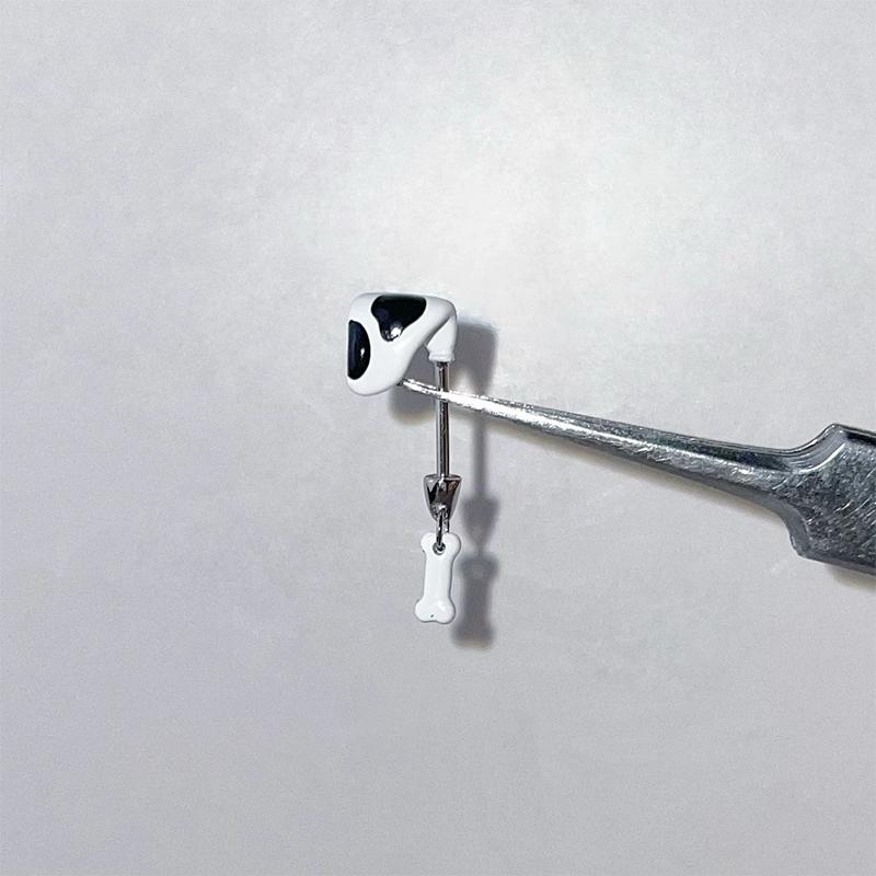 

1Pc Dalmatian Ears Ear Bone Nail Stainless Steel Cute Earrings For Women Body Puncture Accessories A1