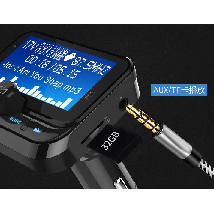 Trasmettitore FM Bluetooth per Auto Lettore Musicale MP3 EQ Supporto Riproduzione per Cartelle Kit Vivavoce Wireless con Schermo LCD da 1,8''