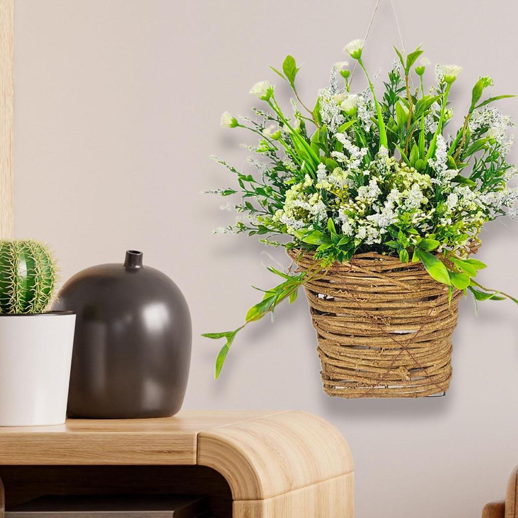 Front Door Beautiful Artificial Wreath,Door Hanger Basket Wreath,Wildflowers Hanging