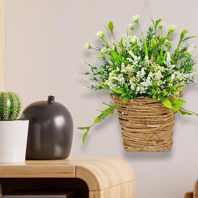 Front Door Beautiful Artificial Wreath,Door Hanger Basket Wreath,Wildflowers Hanging