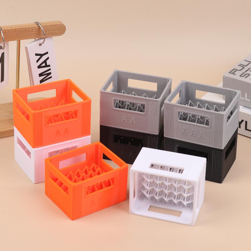 3D Printed Beer Crate Style Battery Storage Case No. 5 Aa No. 7 Aaa Battery Basket Stackable Batteries Storage Box Home Decor
