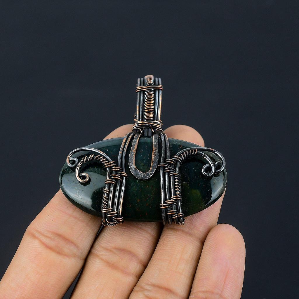Bloodstone 999 Copper Wire Wrapped Pendant Handmade Gemstone Jewelry, Gifts For Wife Brand New Pendant