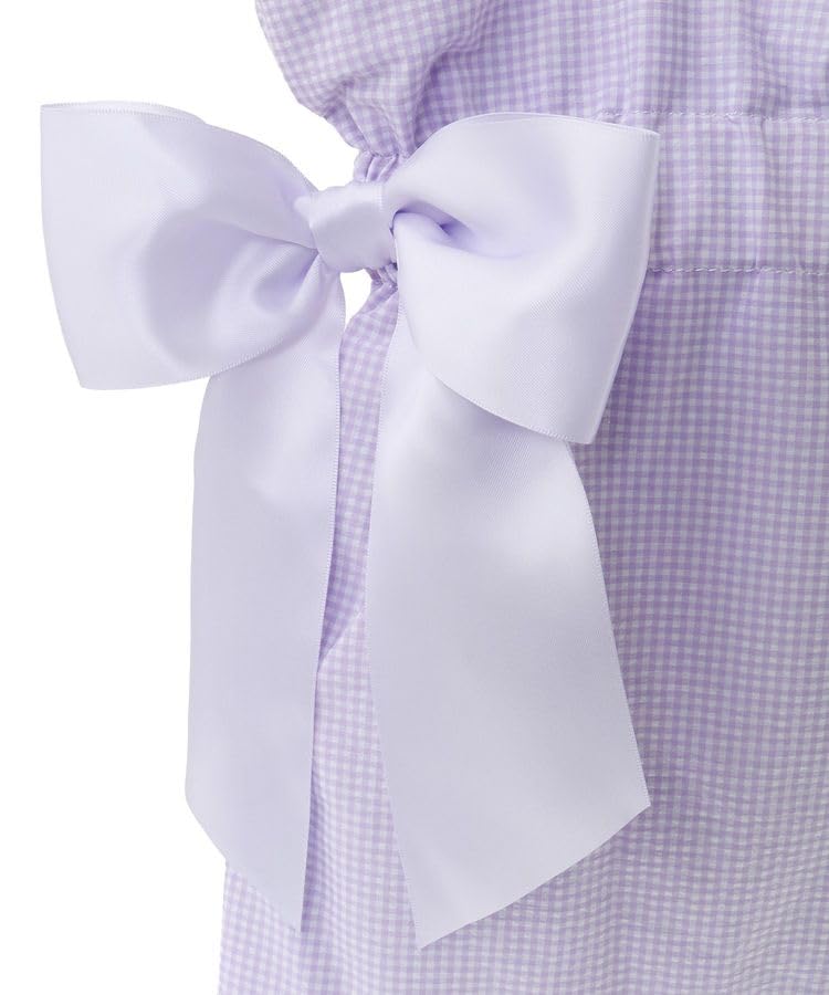 Maison De FLEUR Gingham Check Double Ribbon Tote Bag, Lavender, 08000341900