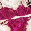 Sexy Underwear Set for Women Ultra-thin Bra Set French Lace Breathable Bralette Female Silk Comfort Bras and Thong Lingerie