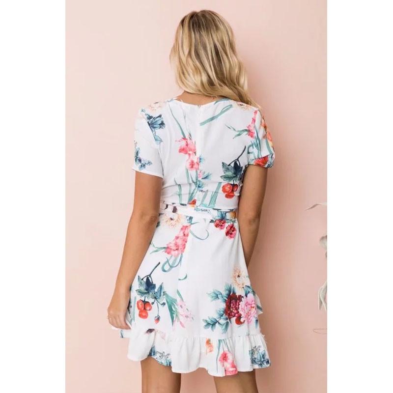 Womens Boho Floral Chiffon Summer Party Dress Elegant Short Mini Sundress For Beach And Evening Wear