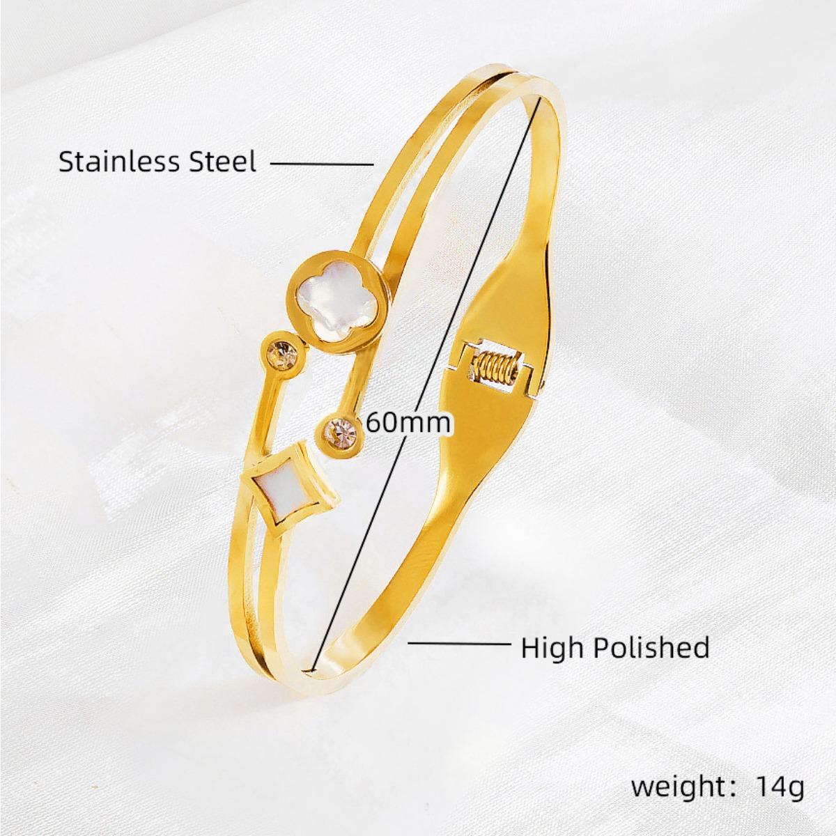 

Модный женский браслет не потеряет цвет старший браслет из титановой стали Sense Clover открытый регулируемый браслет 18K