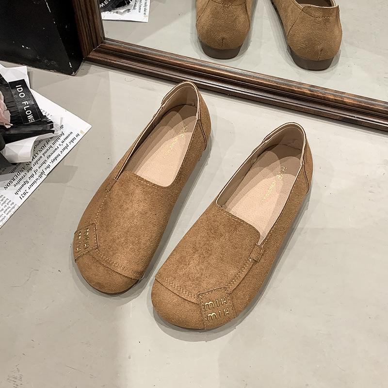 Dameneinzelchuhe mit dicker Sohle, sanfte flachsohlige Einslipper-Frühlings- und Sommer-Neuheiten mit Röcken, Doudou-Schuhe