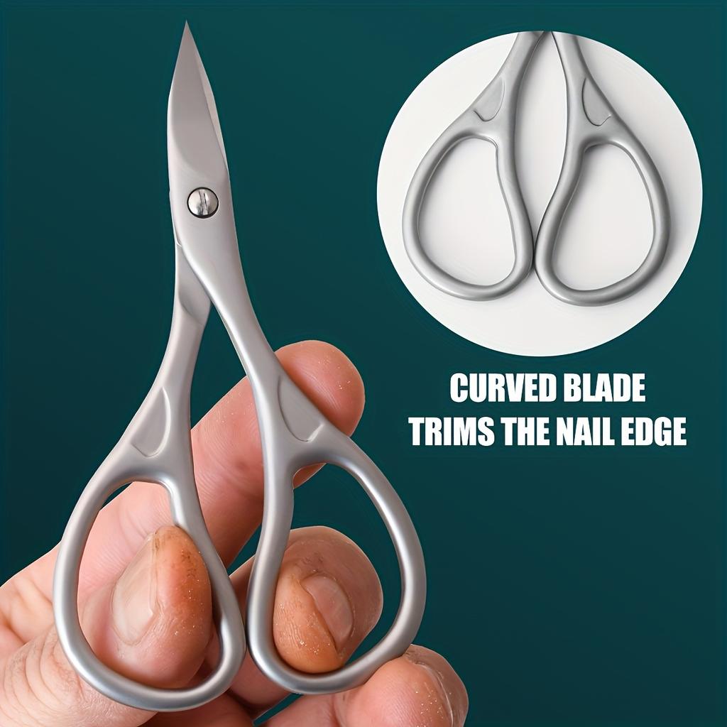 1pc Stainless Steel Nail Scissors for S & Adults Curved, Concave Blades for Trimming, Durable Pedicure & Manicure Scissors