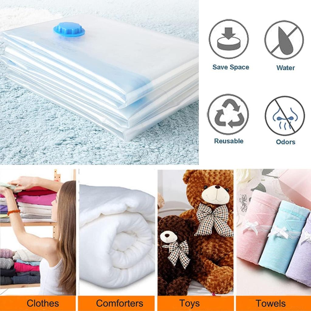 Transparent Vacuum Compression Bag Clothes Quilt Storage Bag Reusable Space Saving Vacuum Compression Bag Hand Pump Organiser