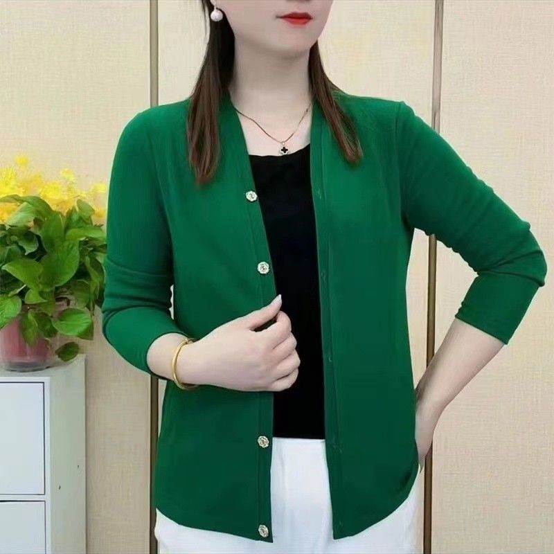 

Весенний вязаный кардиган женский с V-образным вырезом, однотонная юбка в тон, элегантное повседневное пальто, женский топ с длинными рукавами XXXXL