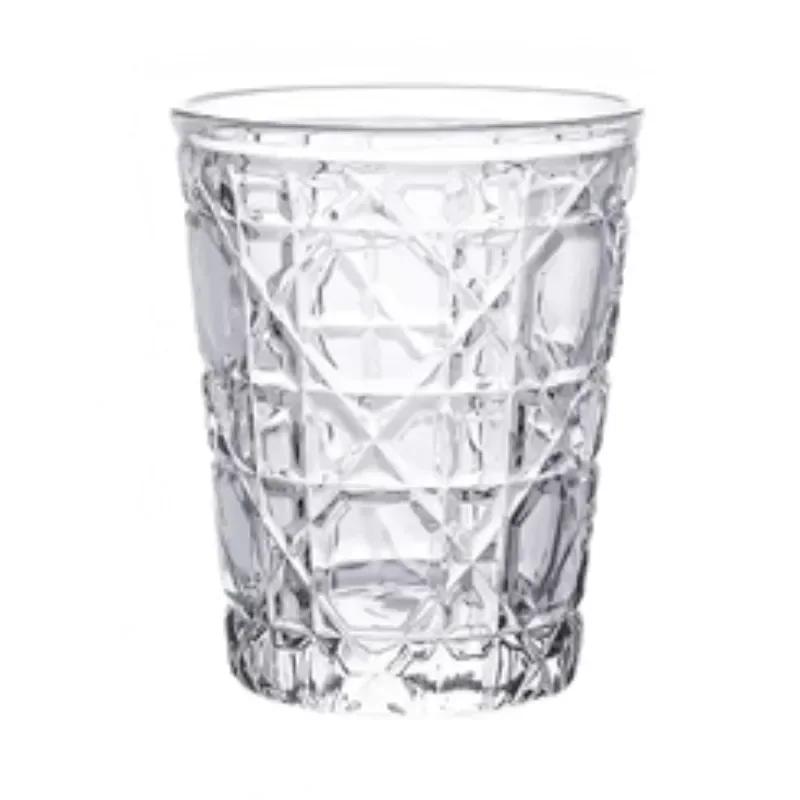 Moda artistică 300-350 ml Pahar rotund în carouri de vin Sticlă de cristal lucrată manual pentru whisky Vodcă Sake Cupă pentru băuturi rafinate