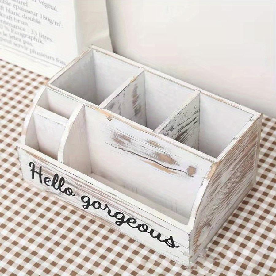 Distressed Rustic Wooden Office Desktop Organizer Shelf Tabletop Home Organizer Storage Drawers perfect Jewelry storage Display Box for Desk Vanity