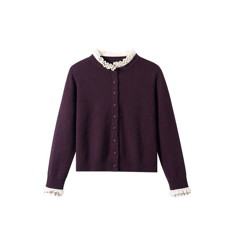 Northern Deer Women's Merino Wool Ruffle Cardigan