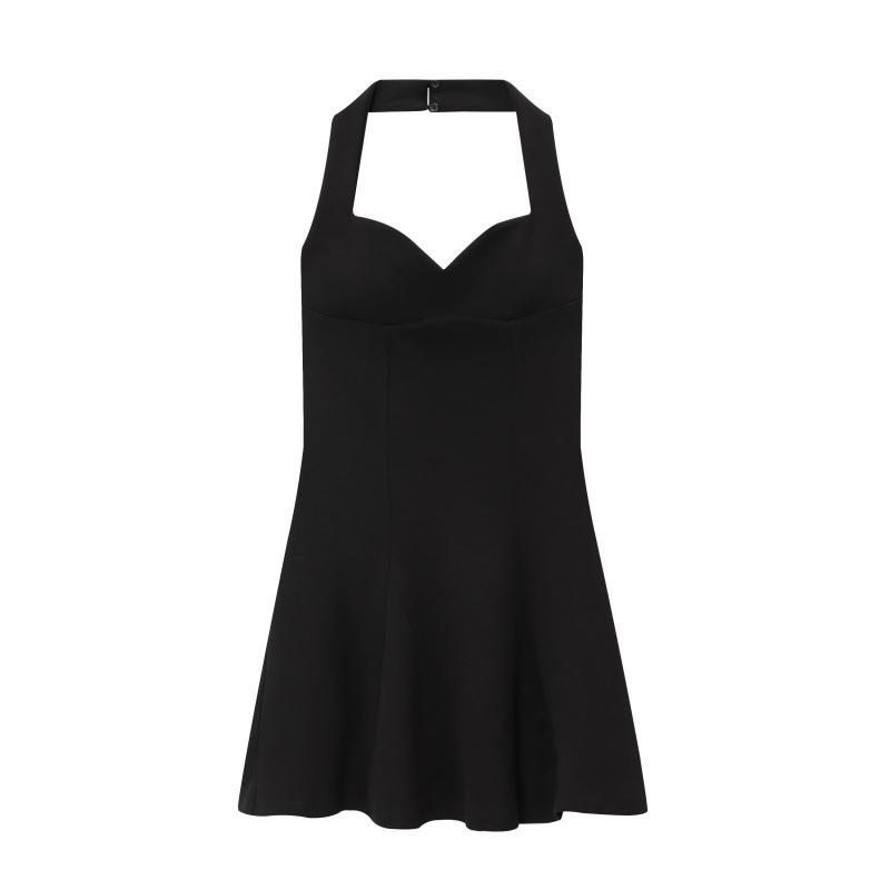 European & American Early Autumn French Strapless Halter Knit Jumpsuit: Elegant, Backless, Waist-Cinching Style