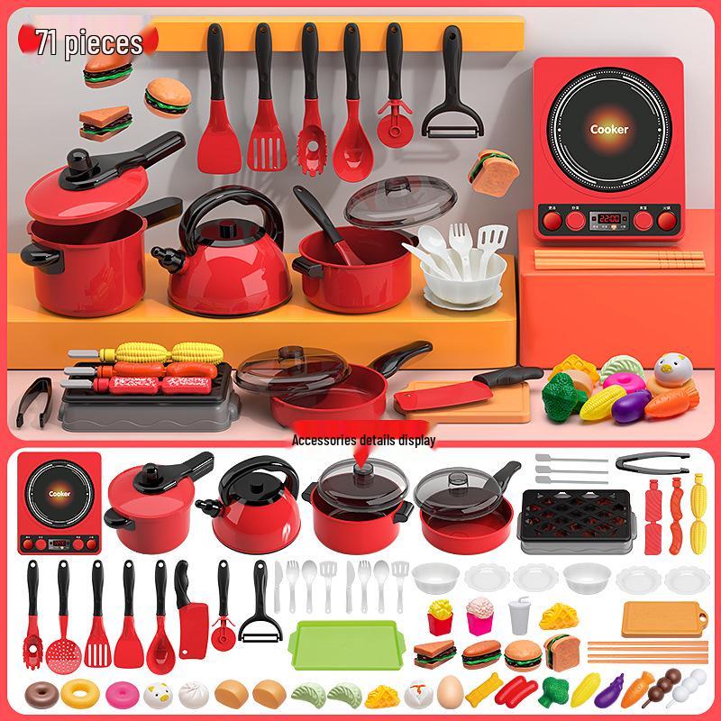 Mini Kitchen Pretend Play Cooking Set for Kids: Fruit Cutting & Kitchenware Toys