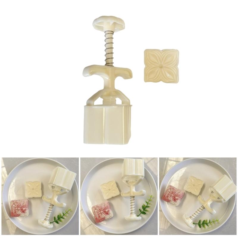 Quadratisches Blumenmuster Mondkuchenformen Mondkuchenmacher für das Mittherbstfest Keksstempel Handdruck Backwerkzeug
