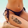 3pcs Temporary Tattoo Black And Grey Realism Ravens Candle Skull For Women Thighs Arms