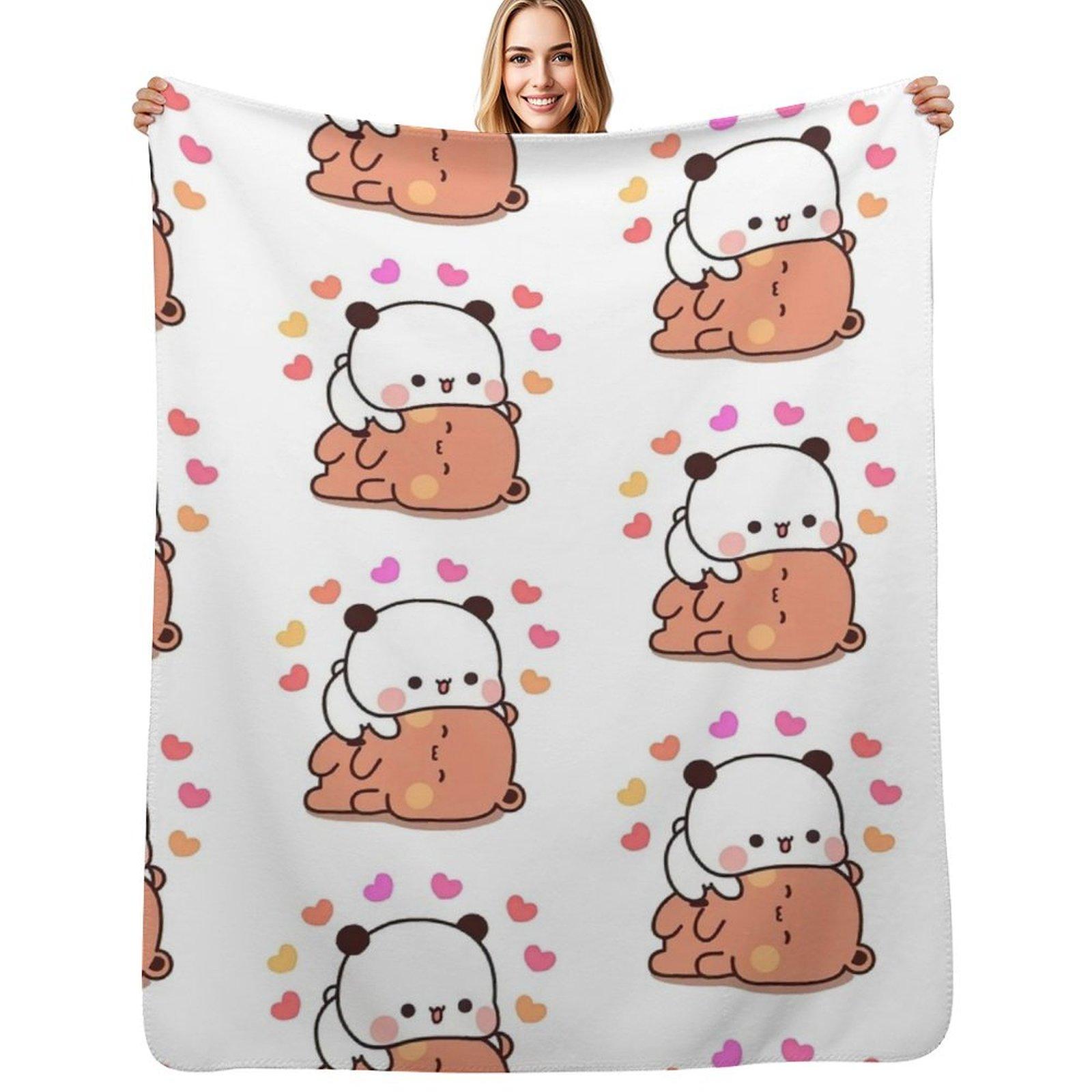 PANDA BEAR, bubu dudu Cuddling Throw Blanket Cozy Throw Blanket Birthday Gift for Him Her Size: 75*100cm, Weight: 230 GSM