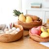 Handwoven Storage Basket Rattan Storage Tray Bread Fruit Breakfast Tea Picnic Cake Snacks Basket Rattan Kitchen Storage Basket