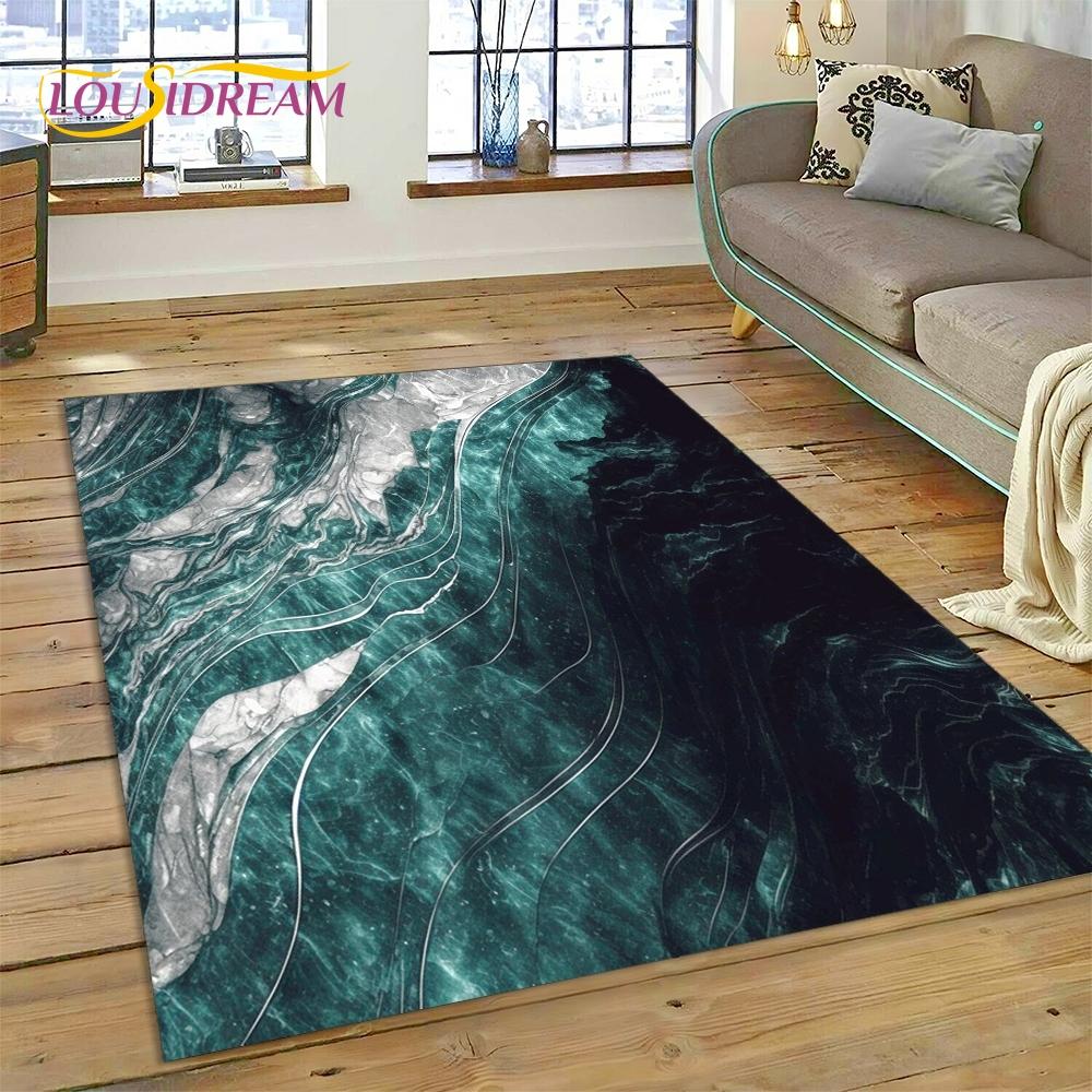 3D Luxurious Green Gold  Colour Marble Dream Rug Carpet for Living Room Bedroom Home Decor,Non-slip Decoration for Sofa Doormat