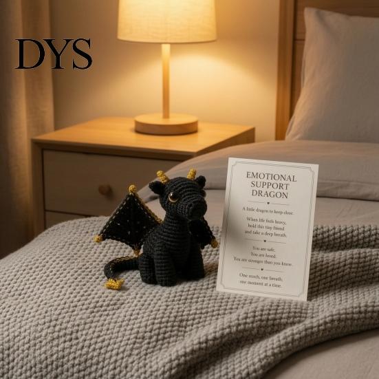 Crochet Dragon Doll with Card, Emotional Support Handmade Decor, Mini Decor Knitting Ornament, Inspirational Gifts for Family Friends Toy