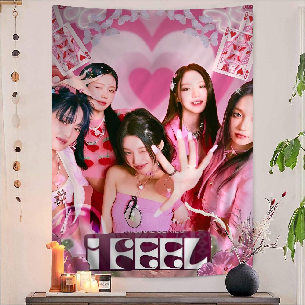 kpop GGidle Hanging Bohemian Tapestry Hanging Tarot Hippie Wall Rugs Dorm Japanese Tapestry 74x94cm(29x37in)