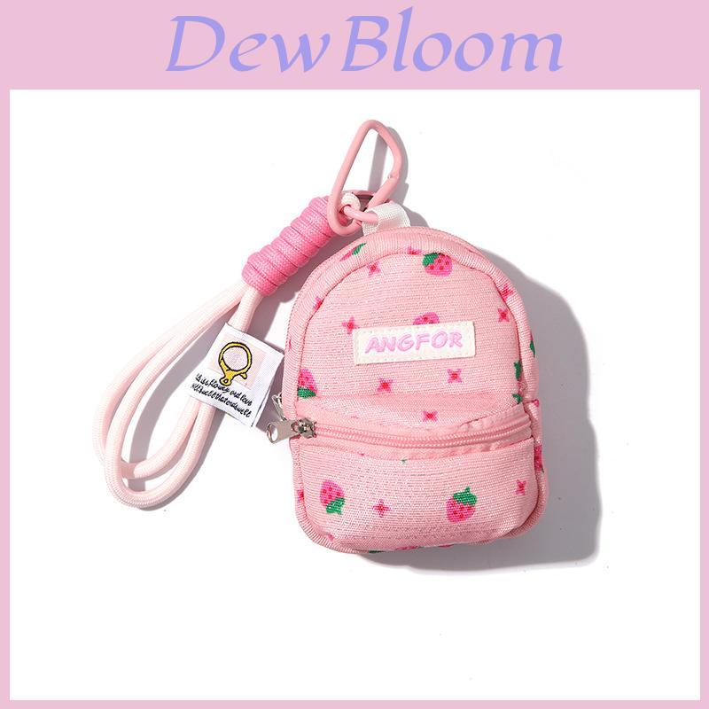 Strawberry Pattern Polyester Keychain Wallet With Durable Material For Daily Use